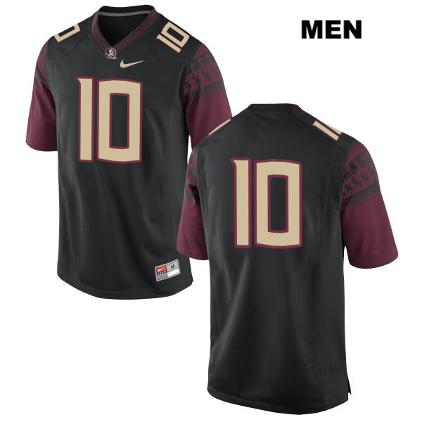 Men's NCAA Nike Florida State Seminoles #10 Calvin Brewton College No Name Black Stitched Authentic Football Jersey HJJ8169QW